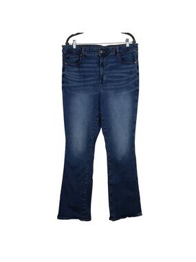 American Eagle 18 Long Womens High-Rise Skinny Kick Jeans Stretch Denim Blue